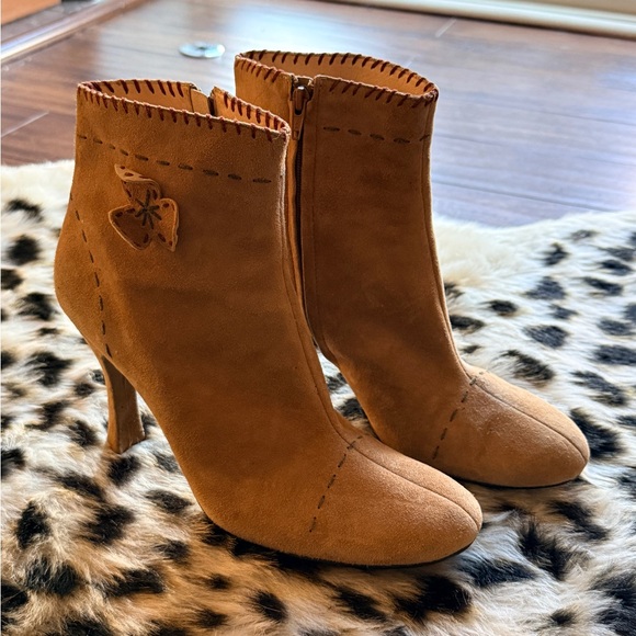 Shoes - Tan Suede Boho Ankle Boots